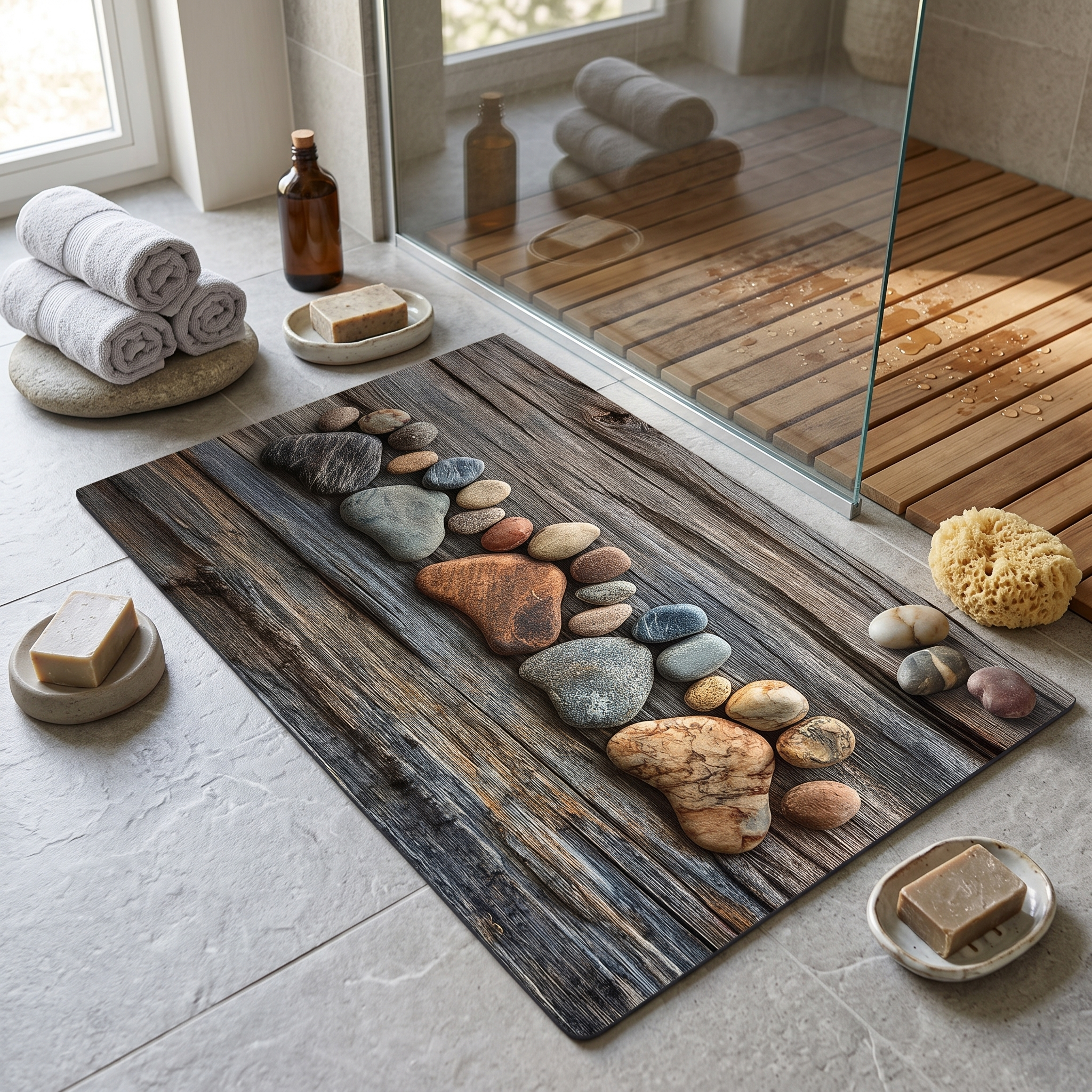 Terradry Diatomaceous Stone Bath Mat Instant-Dry Surface lifestyle 7
