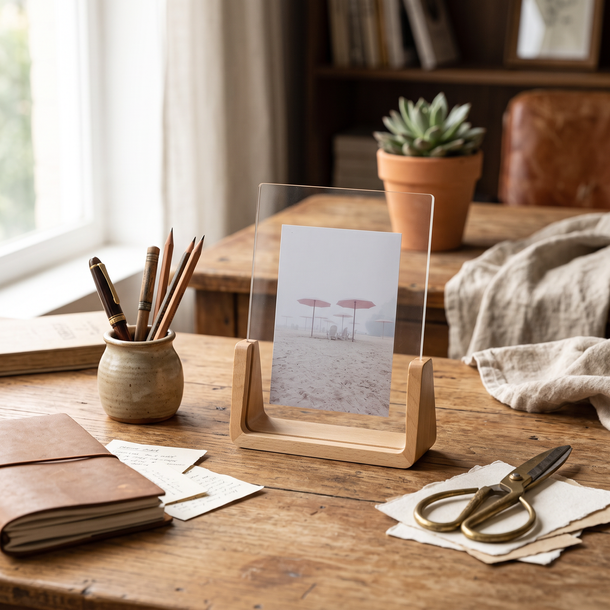 Curva U-Shaped Modern Photo Frame Acrylic & Wood lifestyle 2