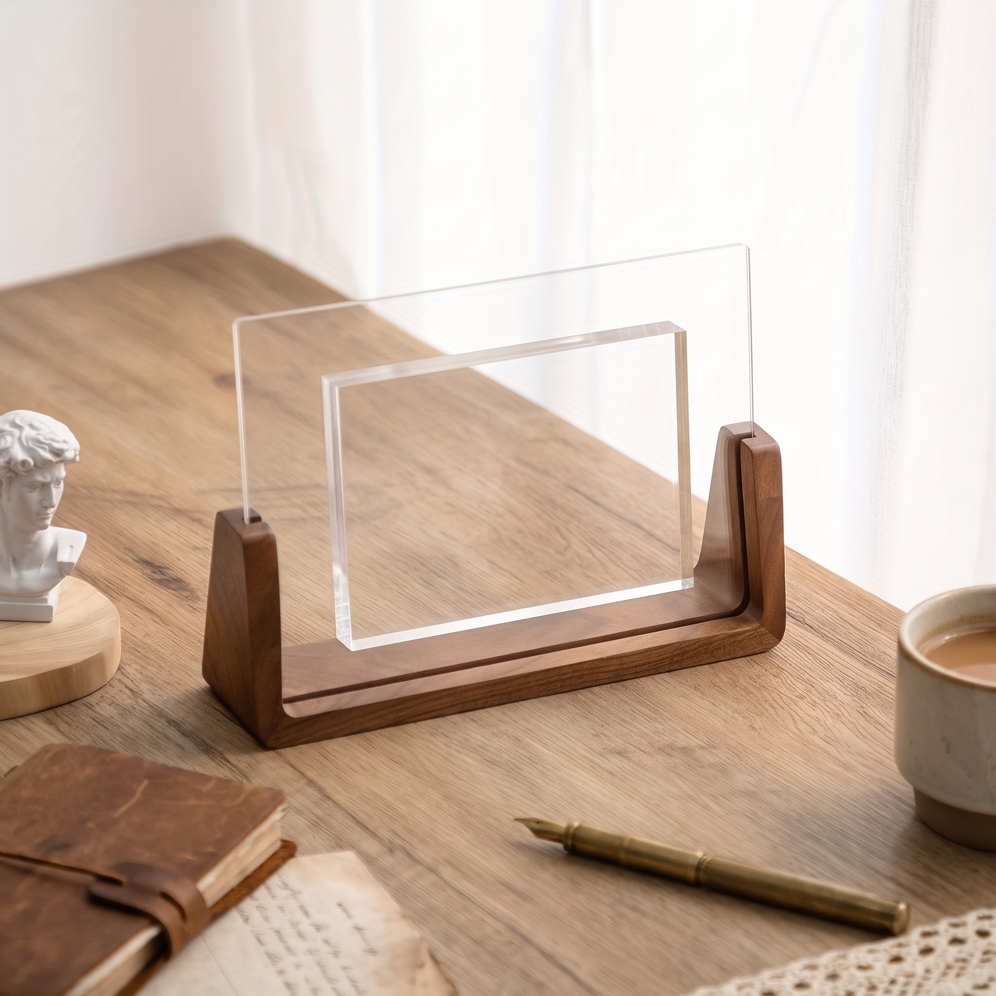 Curva U-Shaped Modern Photo Frame Acrylic & Wood lifestyle 1