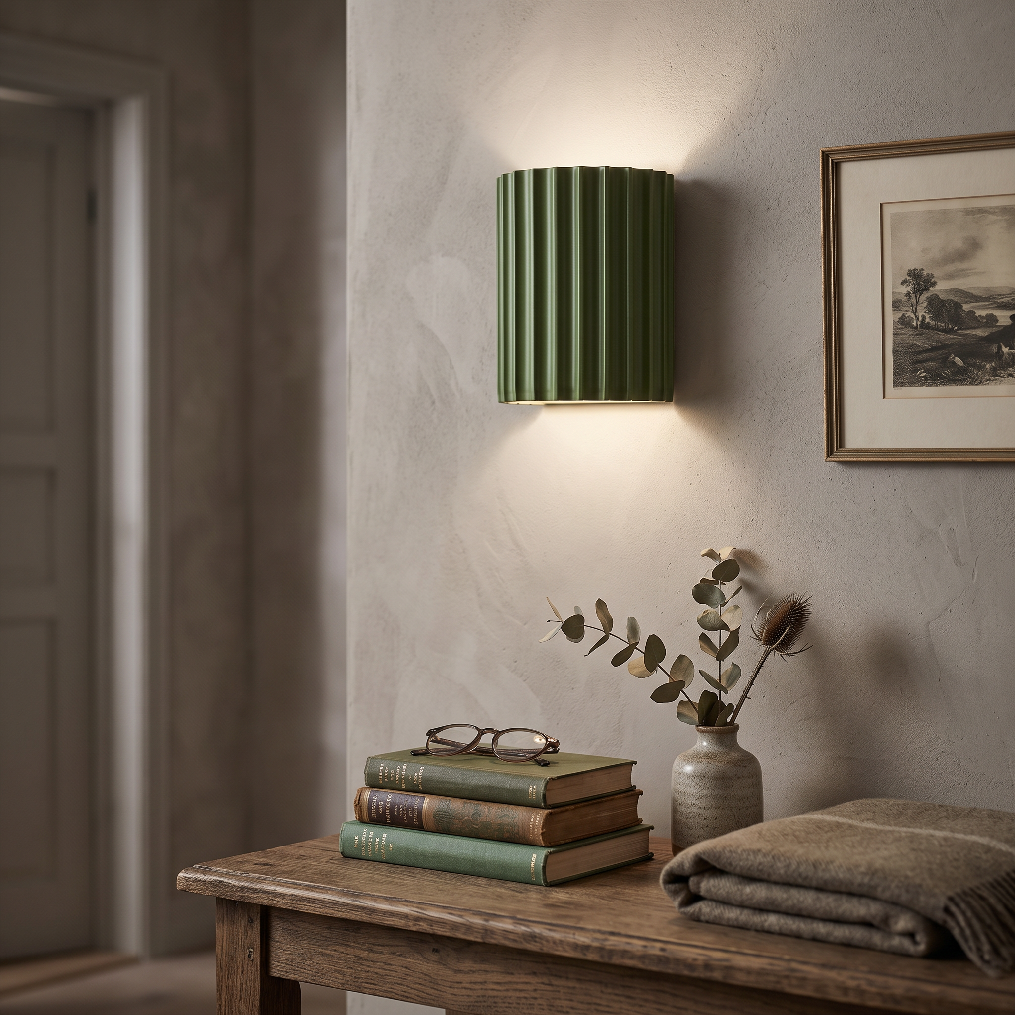 Rilla Ribbed Nordic Resin Wall Sconce Soft Diffused Glow lifestyle 4