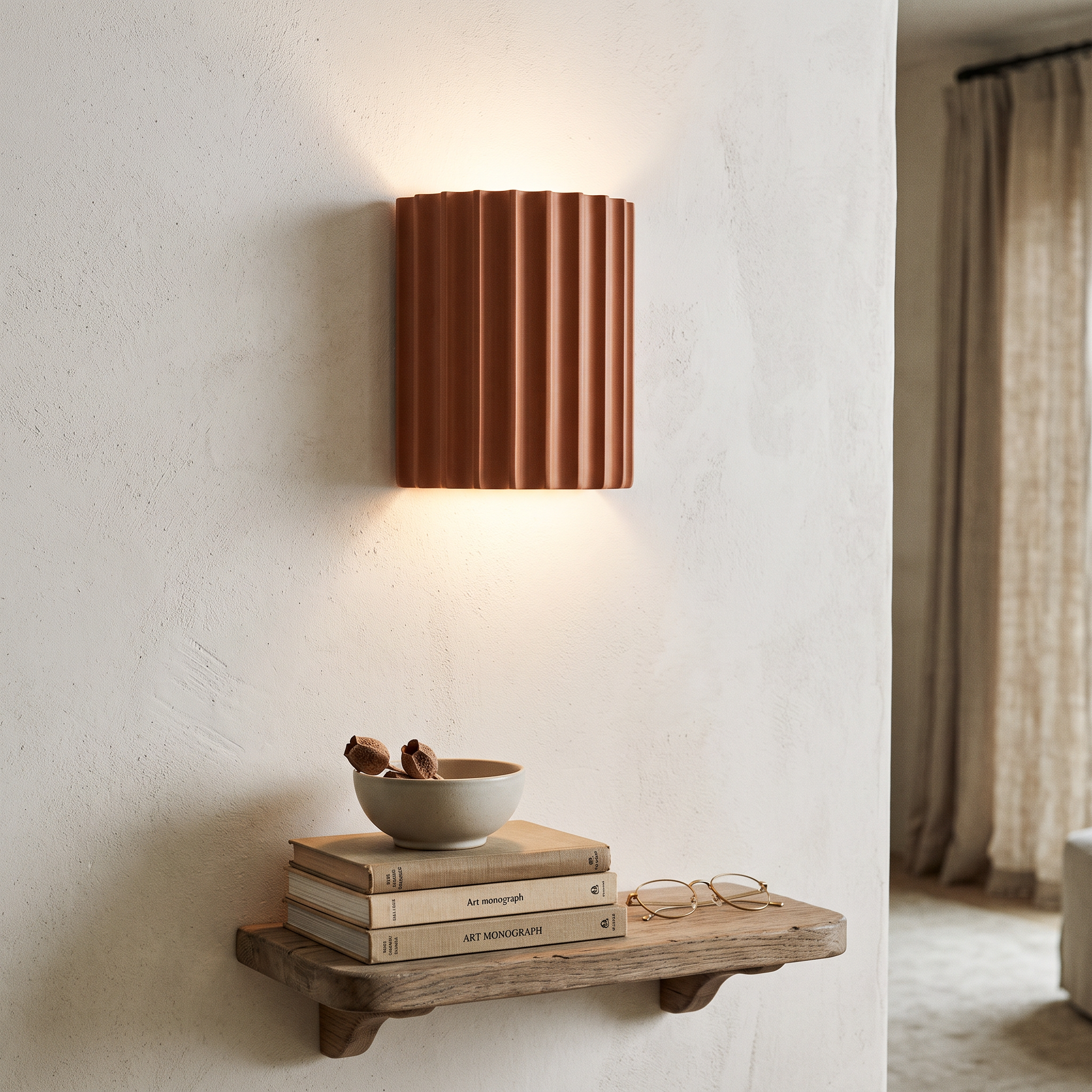 Rilla Ribbed Nordic Resin Wall Sconce Soft Diffused Glow lifestyle 3