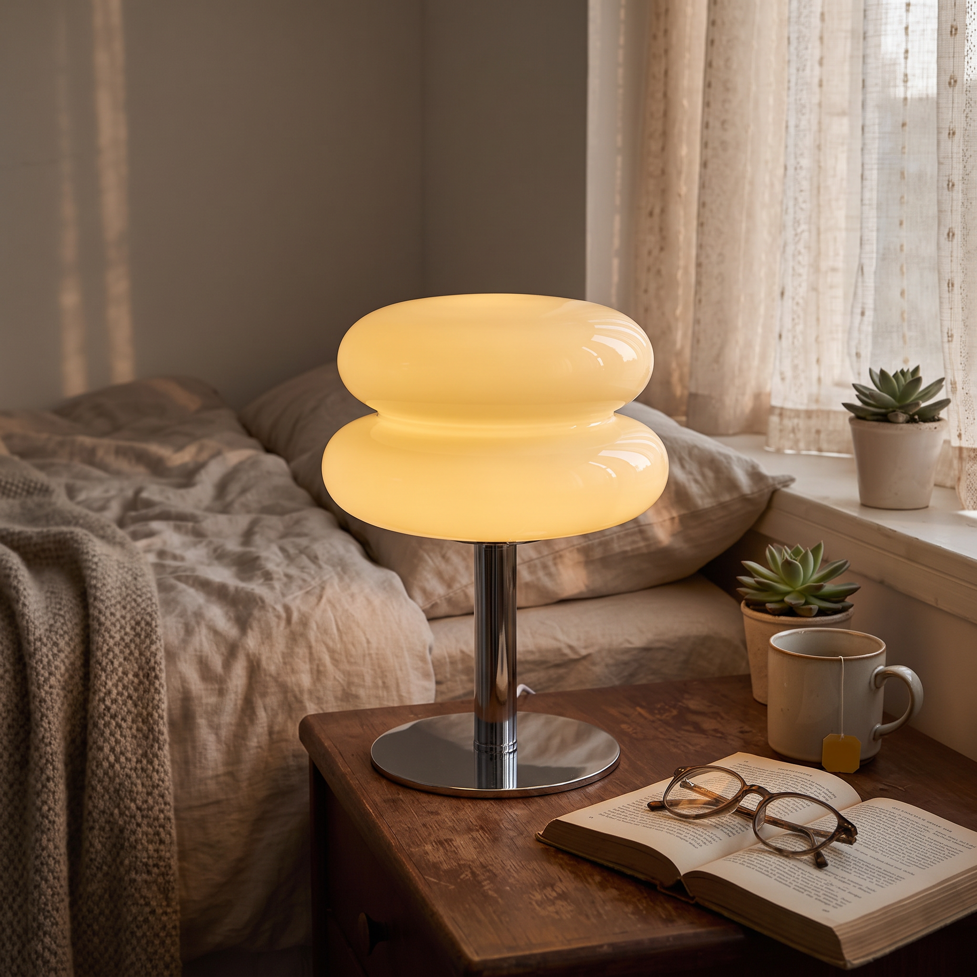 Croma Chrome-Based Glass Table Lamp Italian-Style Design lifestyle 3