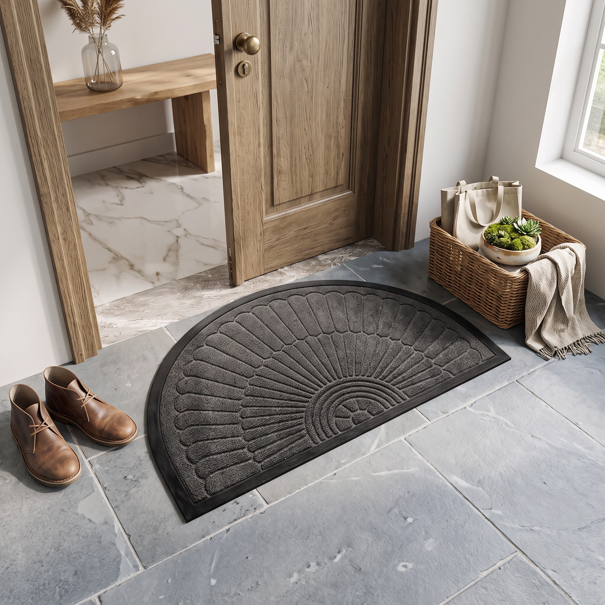 Mezzo Semi-Circular Rubber Door Mat Dirt-Trapping Texture lifestyle 1