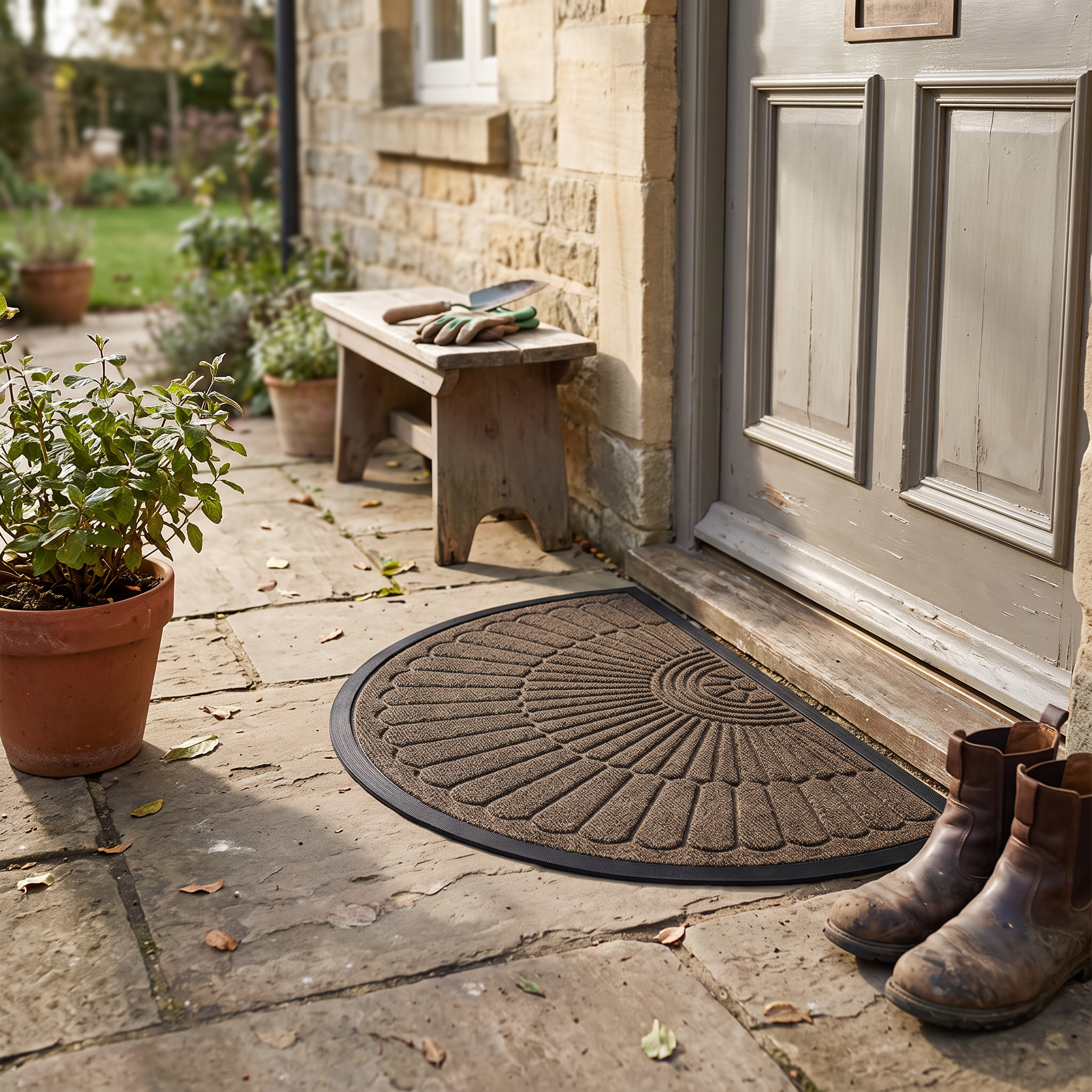 Mezzo Semi-Circular Rubber Door Mat Dirt-Trapping Texture lifestyle 2