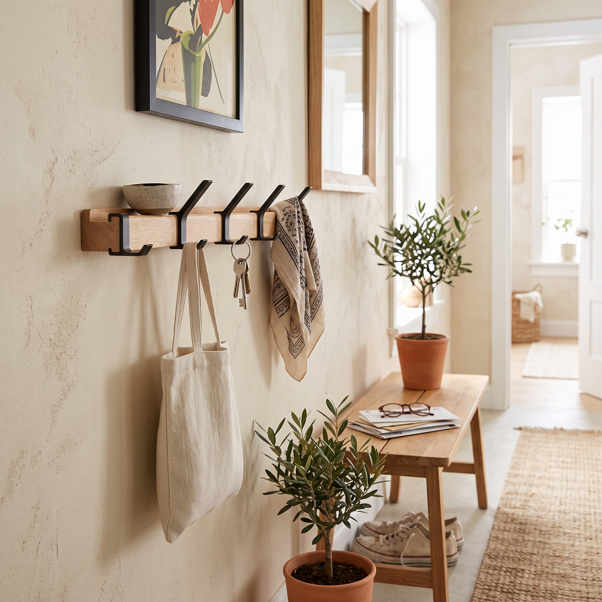 Alvara Adjustable Coat Rack Aluminium Double Hooks lifestyle 1