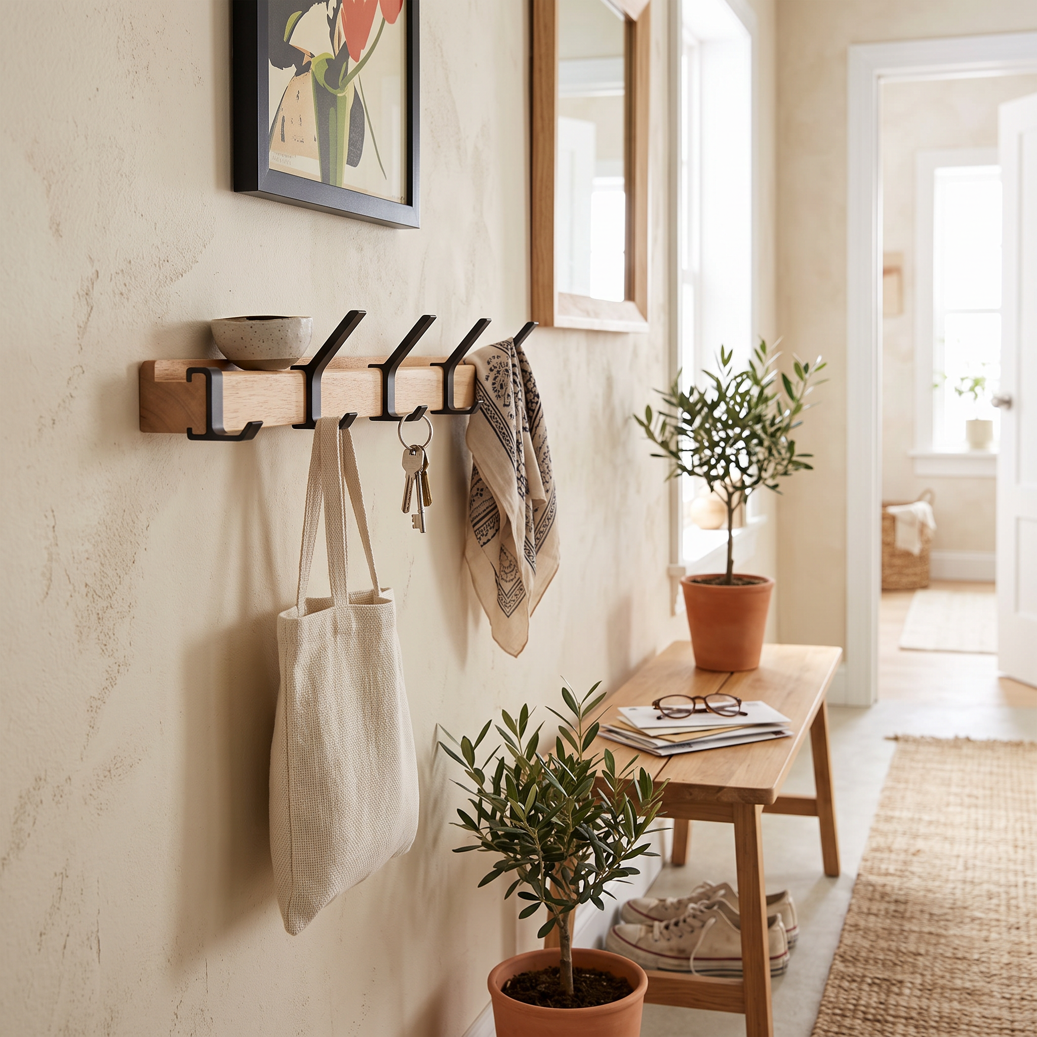 Alvara Adjustable Coat Rack Aluminium Double Hooks lifestyle 1