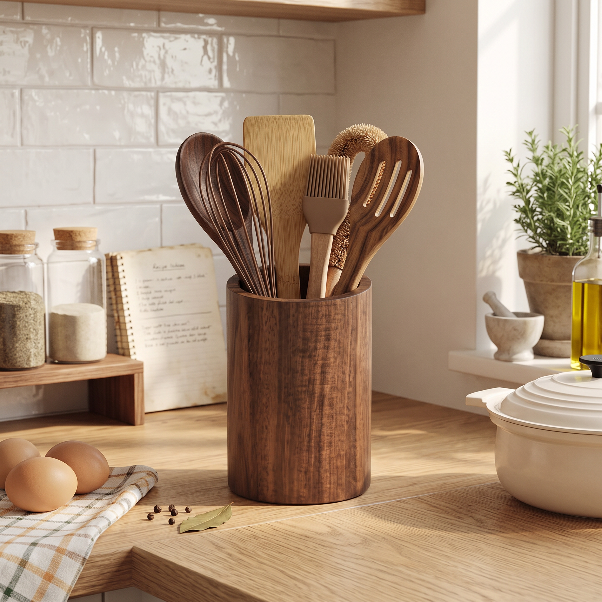 Teakora Utensil Holder Hand-Finished Solid Wood lifestyle 1