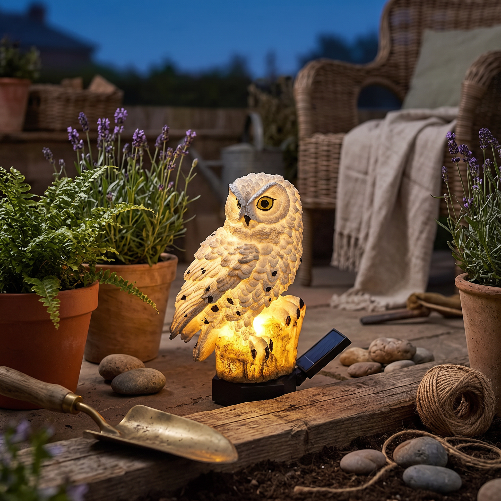 Gufo Solar Owl-Design Garden Pathway Light Warm LED Stake lifestyle 1