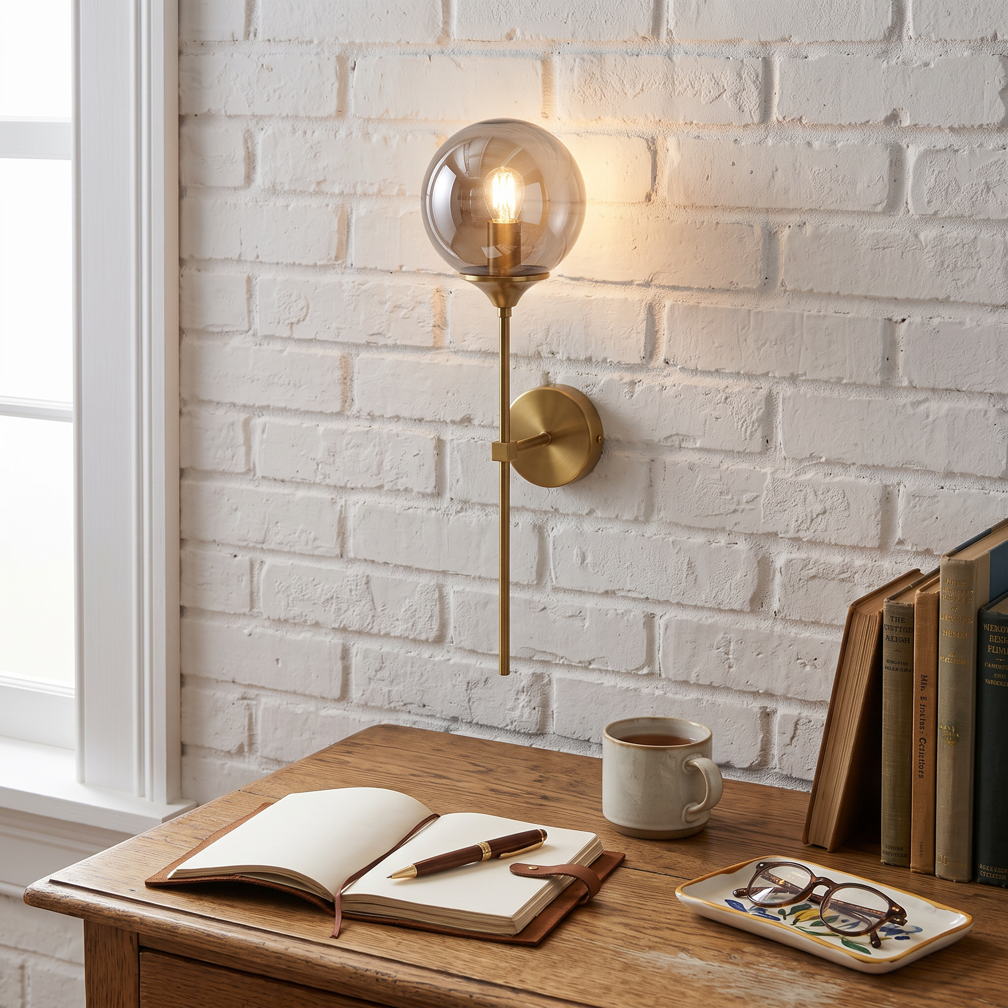 Gilda Gold-Finish Glass Wall Sconce Warm Illumination lifestyle 2