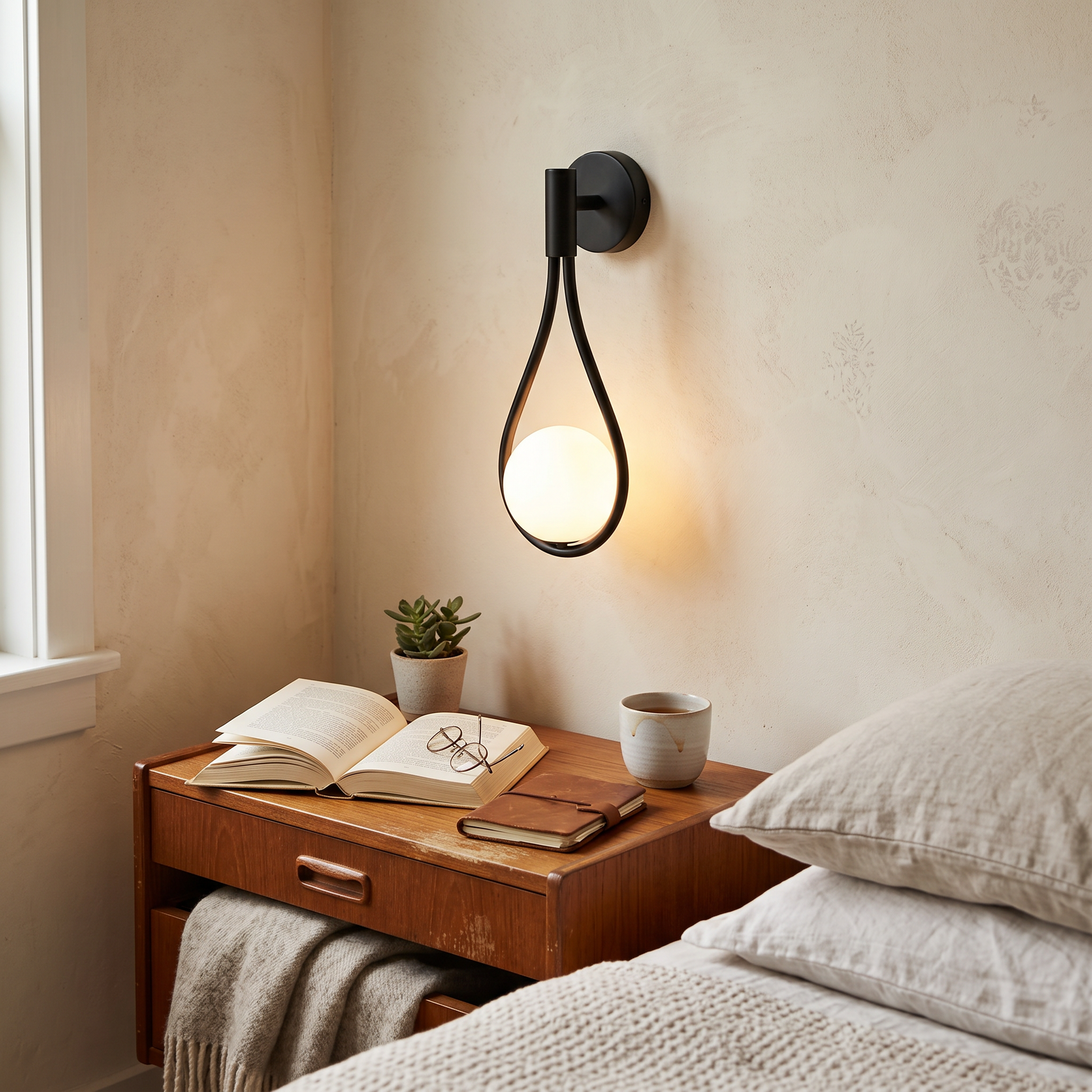 Aurelio Black or Gold Wall Sconce Metal Reading Light lifestyle 1