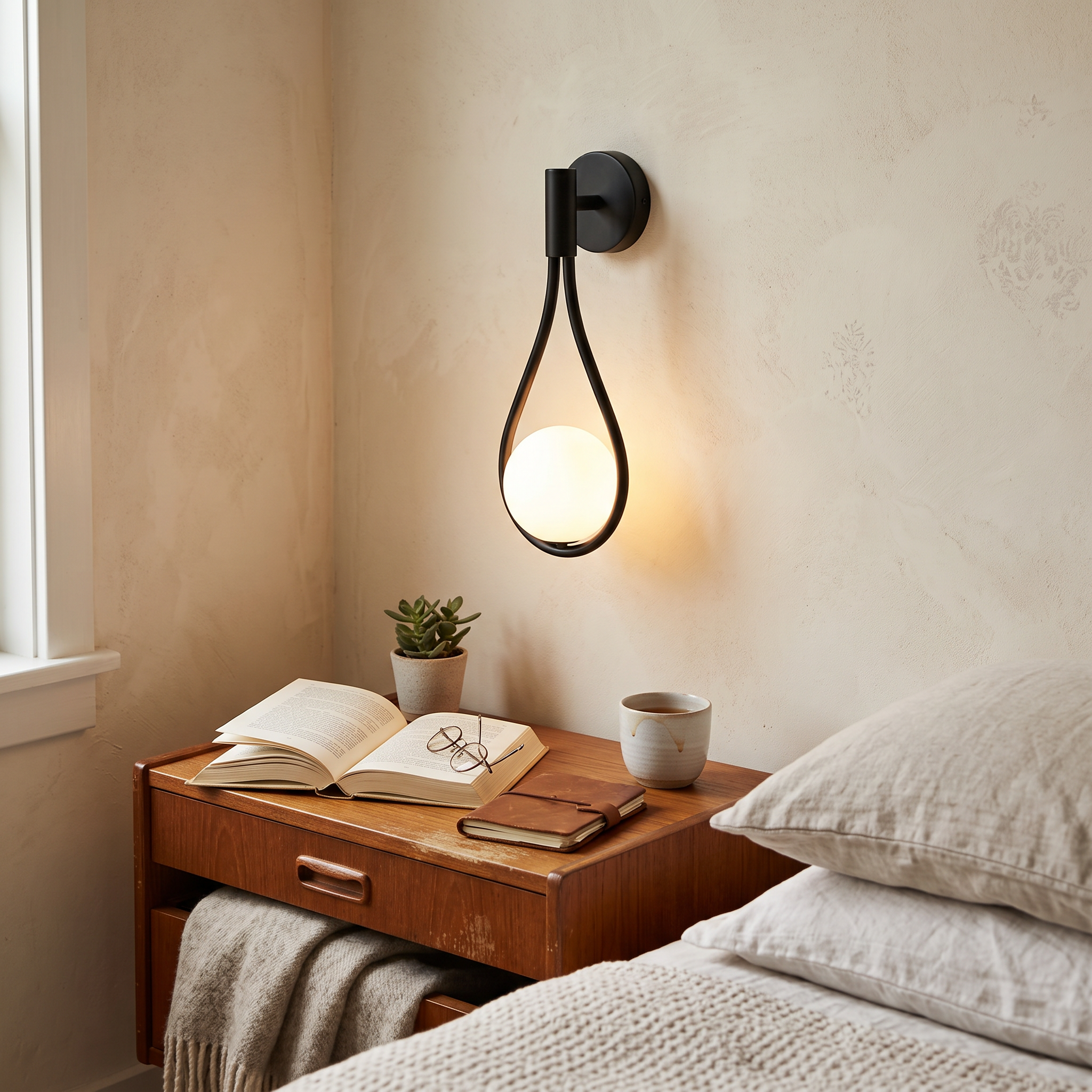 Aurelio Black or Gold Wall Sconce Metal Reading Light lifestyle 1