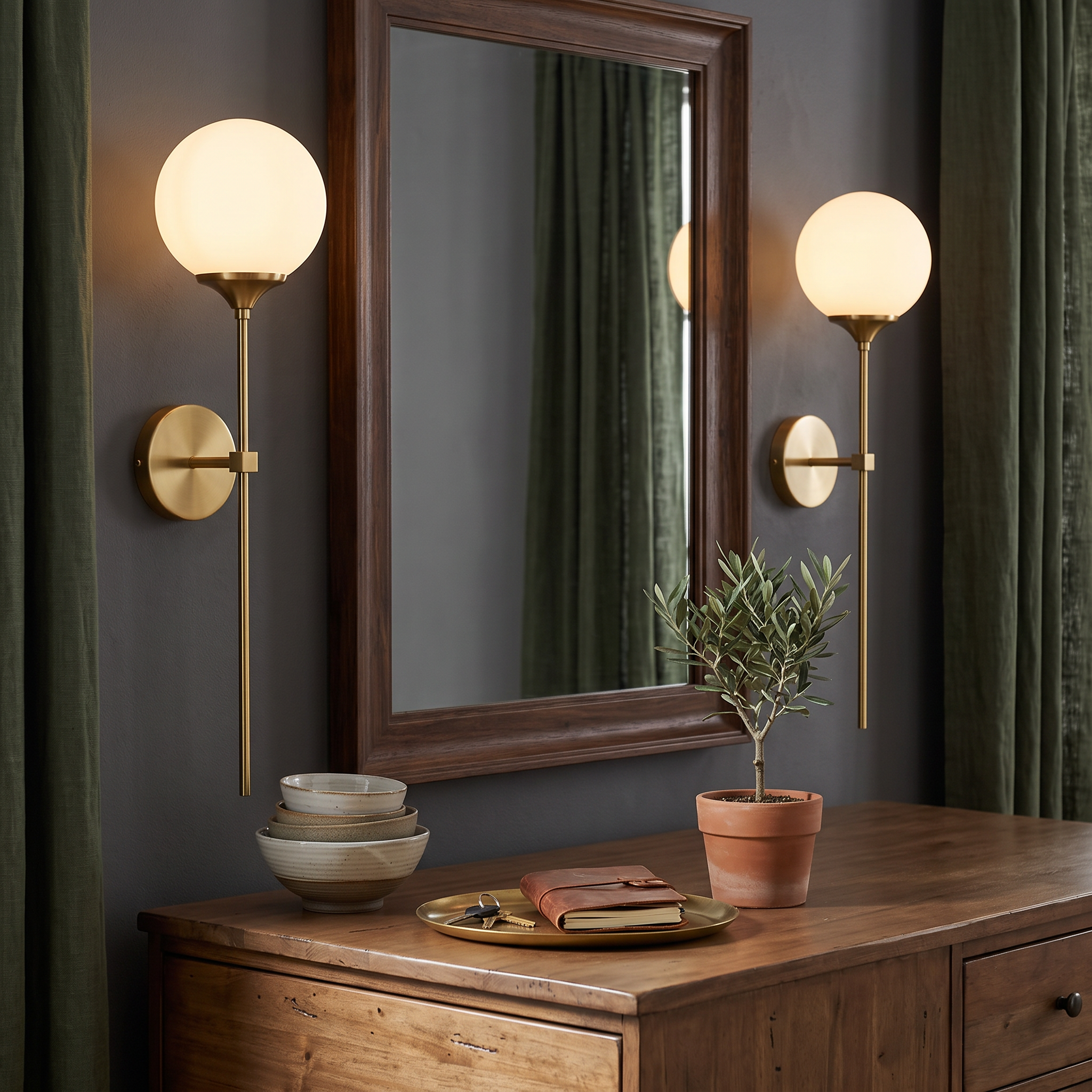 Gilda Gold-Finish Glass Wall Sconce Warm Illumination lifestyle 3
