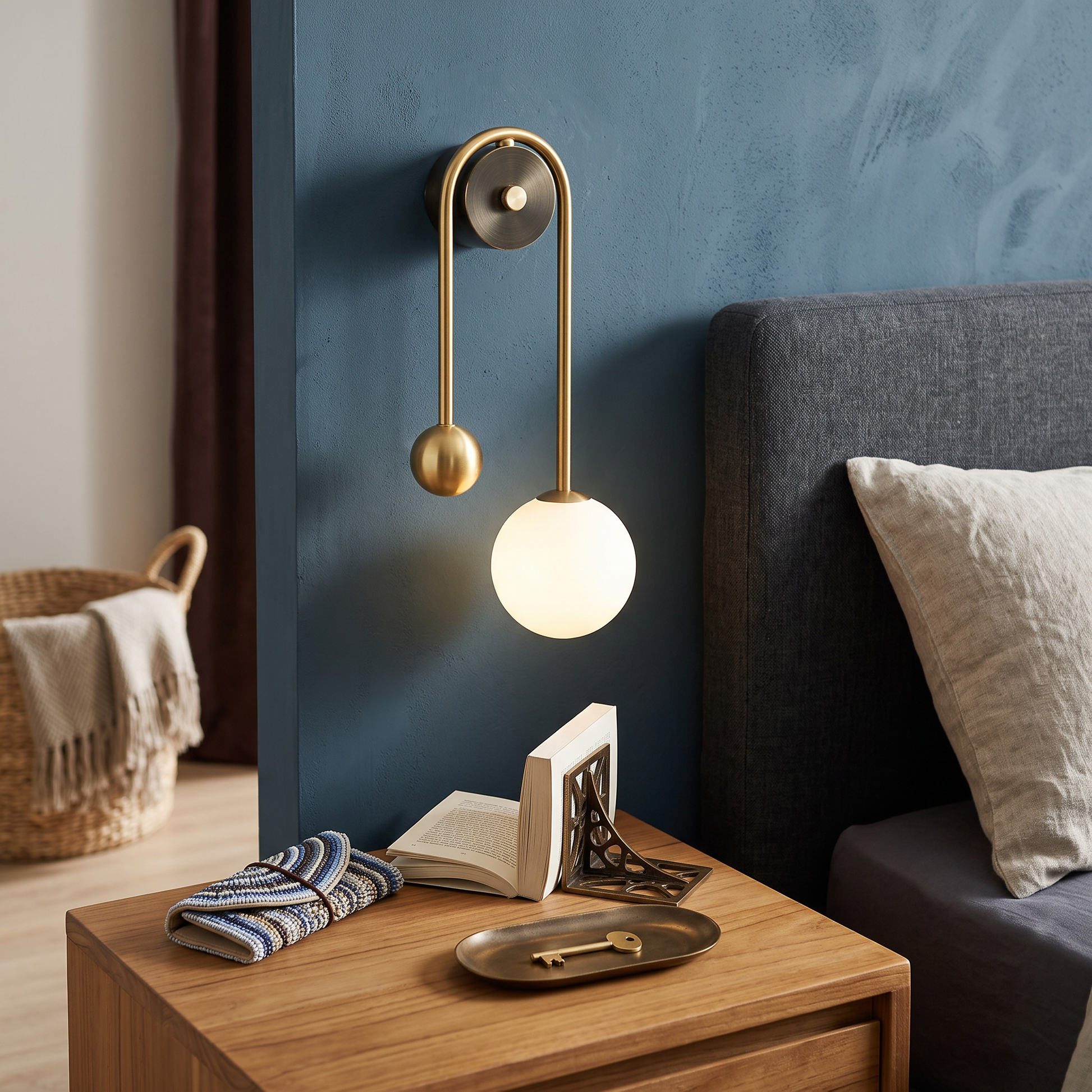 Blanca Gold & White Nordic Wall Sconce White Glass Shade lifestyle 4