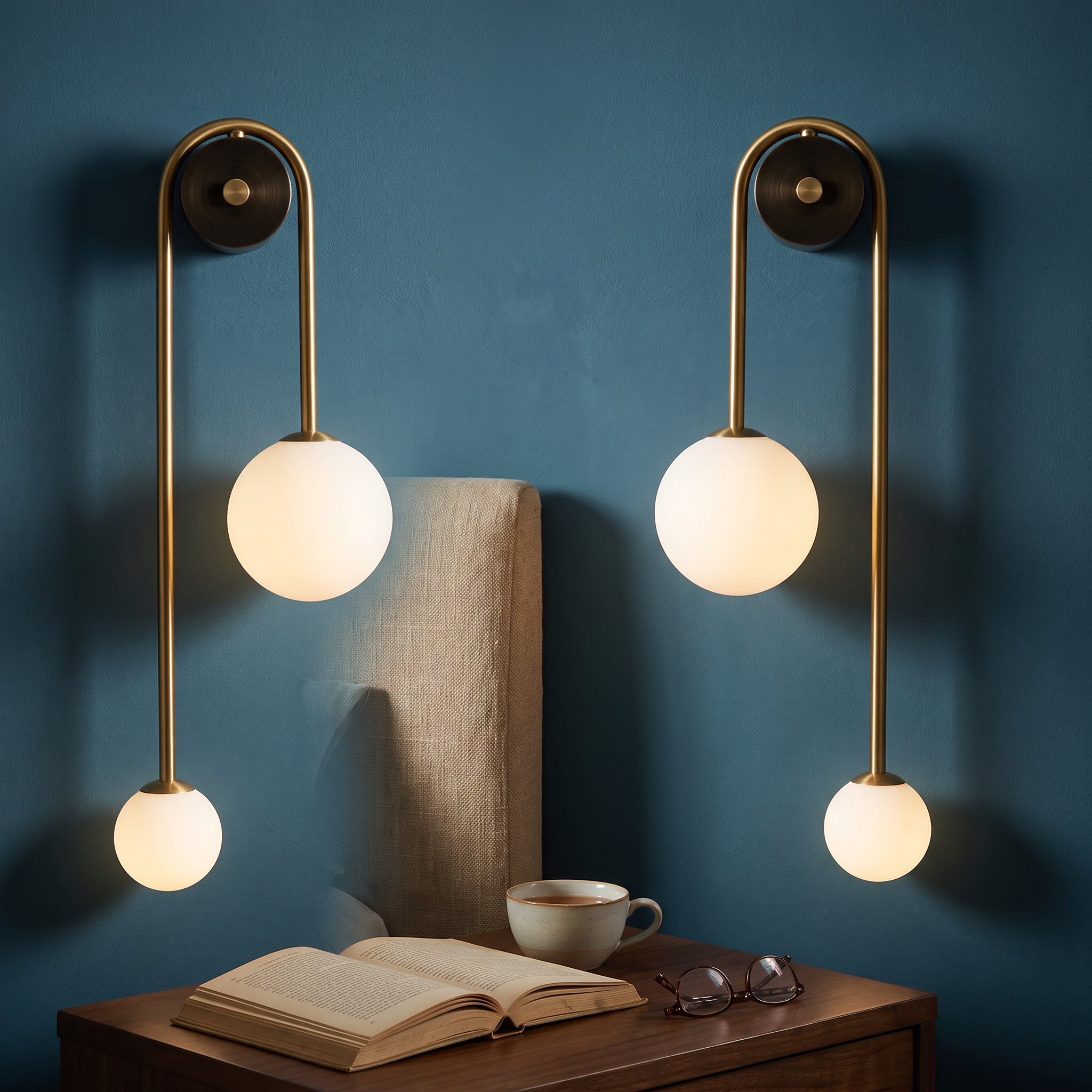Blanca Gold & White Nordic Wall Sconce White Glass Shade lifestyle 1