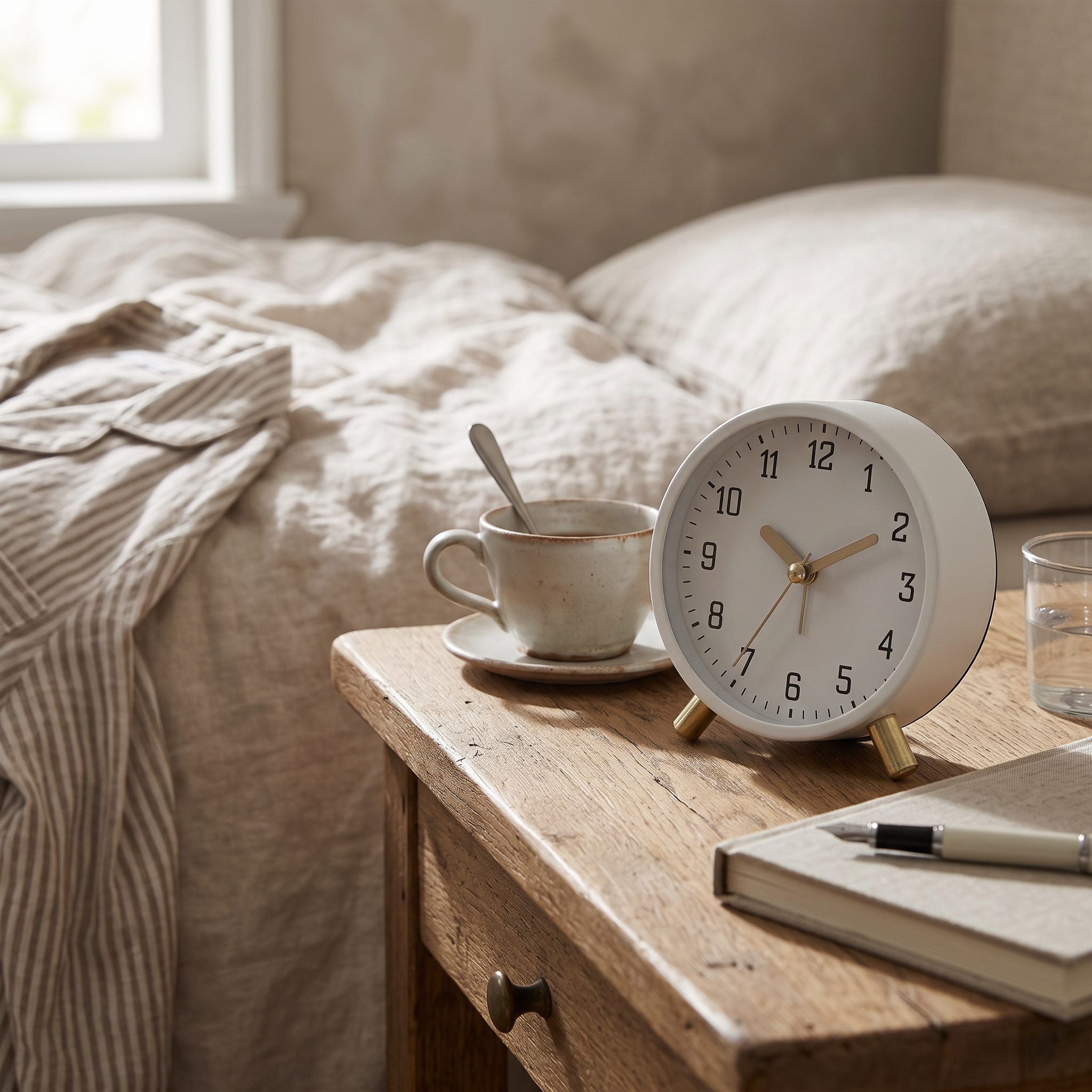 Stille Silent Scandinavian Table Clock Metal & Glass lifestyle 3