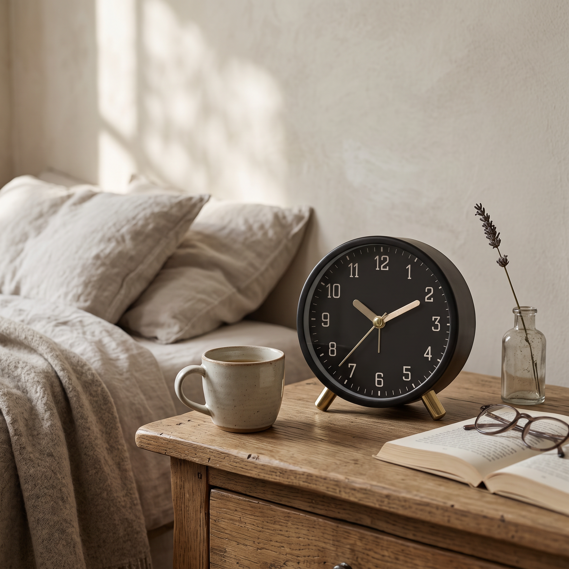 Stille Silent Scandinavian Table Clock Metal & Glass lifestyle 4