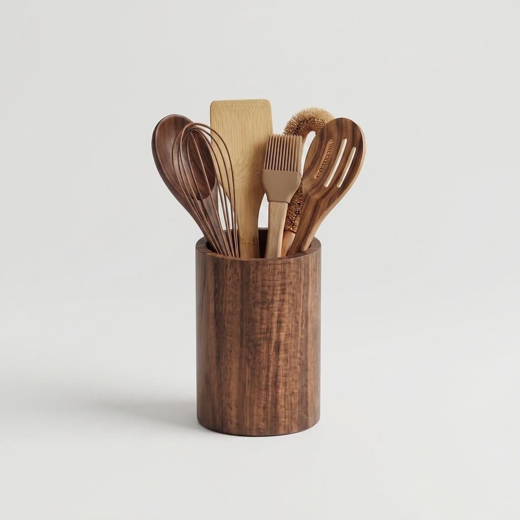 Teakora Utensil Holder Hand-Finished Solid Wood