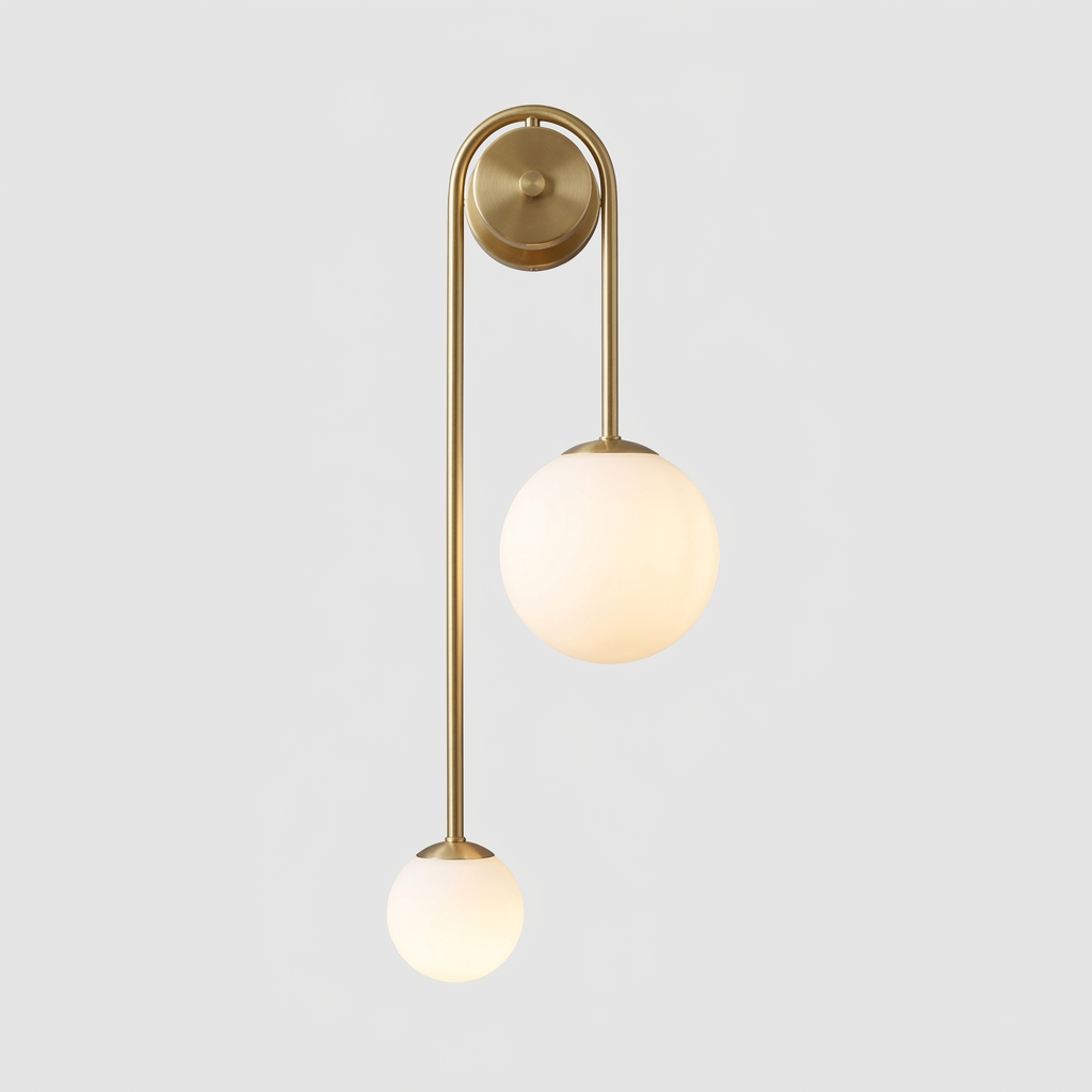 Blanca Gold & White Nordic Wall Sconce White Glass Shade