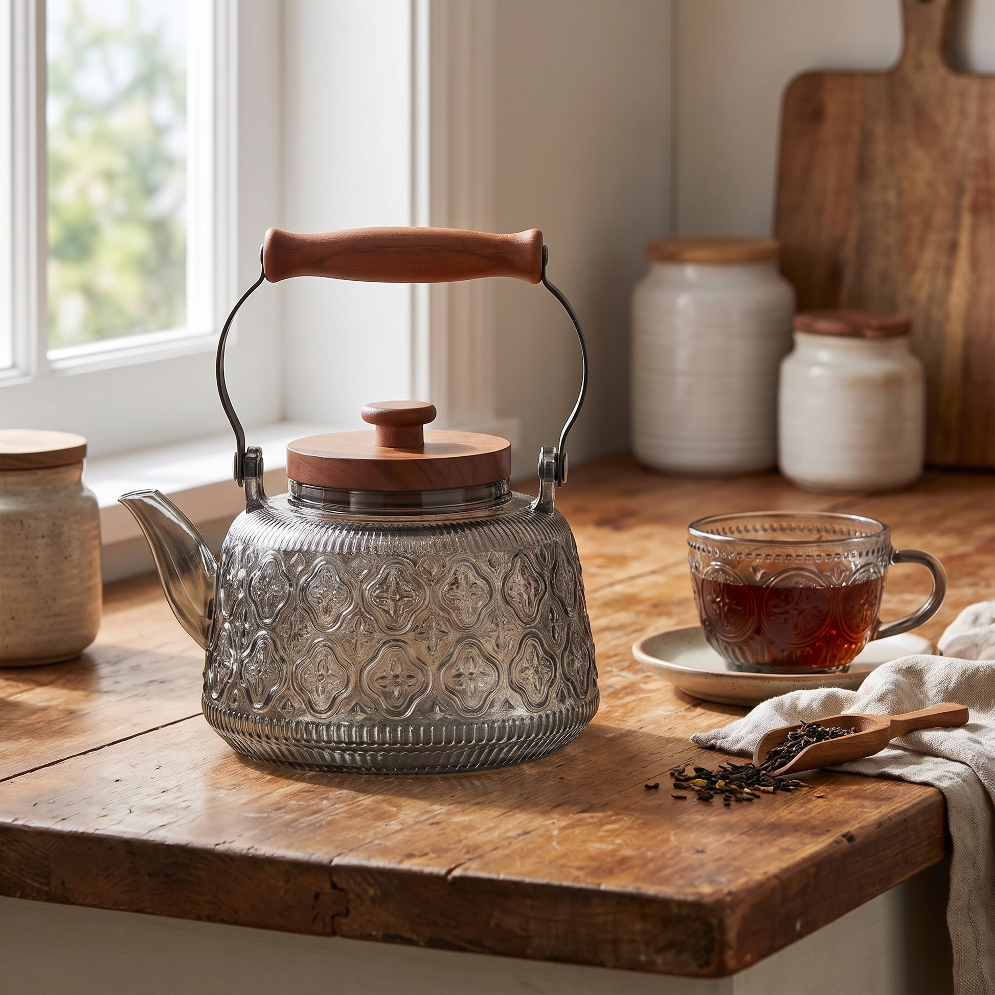Teiera glass teapot lifestyle smoky gray style