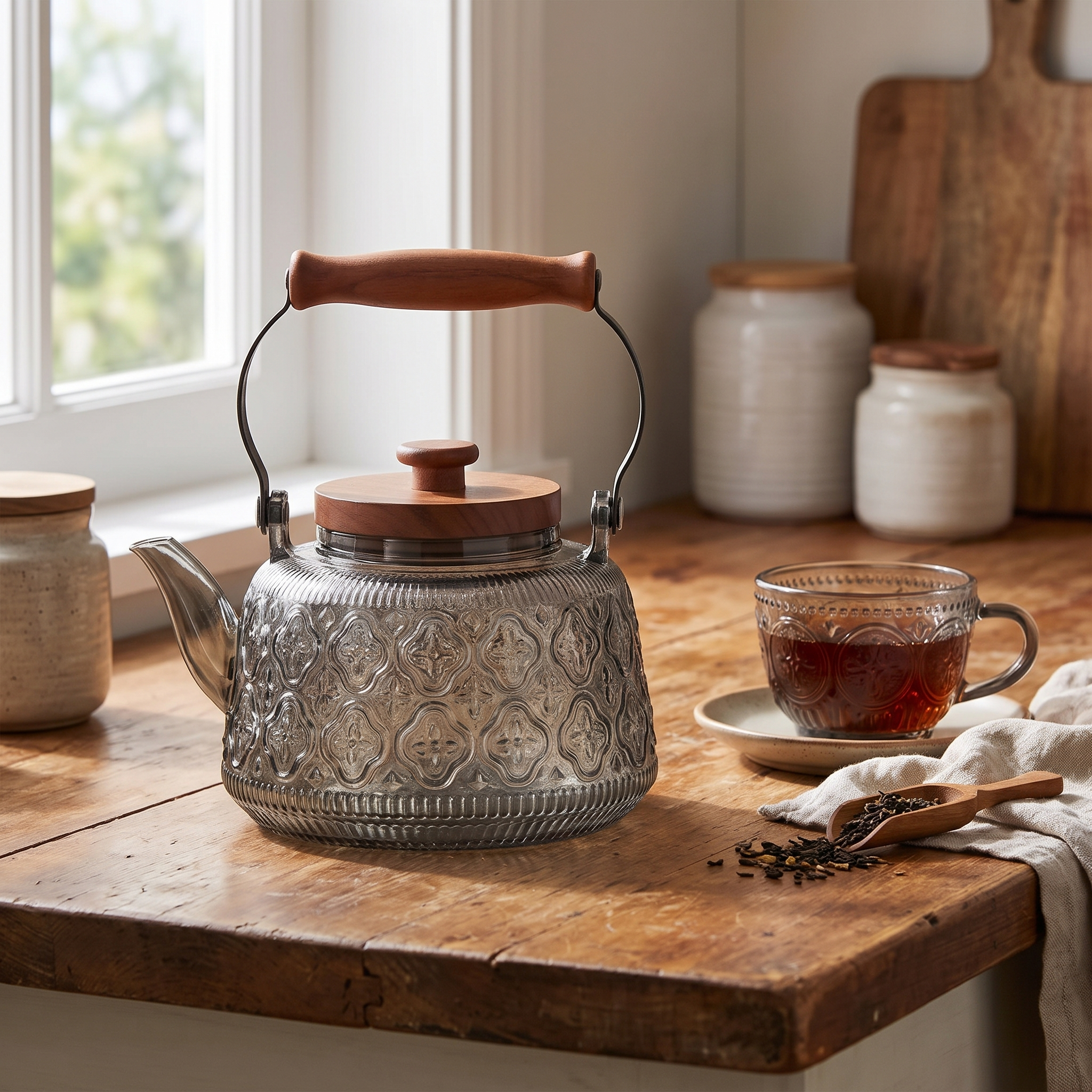 Teiera glass teapot lifestyle smoky gray style